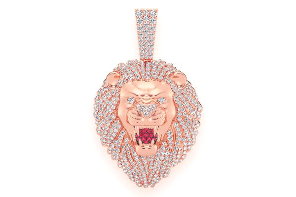 Roaring Lion Diamond Pendant 14k Solid Gold 3.20ctw