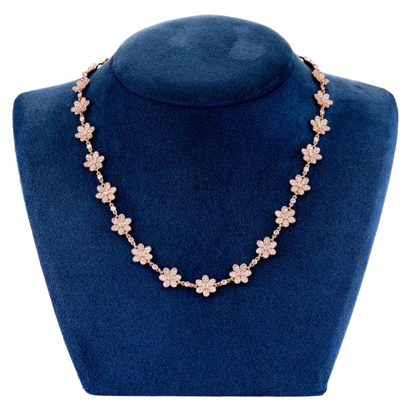 Six Petal Flower Diamond Chain 14k Solid Gold 7.00ctw