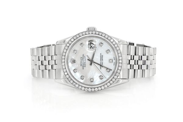 Rolex Datejust 36MM Steel (16220) - 1.00ctw Diamond Bezel