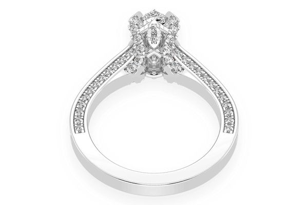 Chant - 1.00ct Pear Solitaire - Deluxe One Row Scallop - Diamond Engagement Ring - All Natural