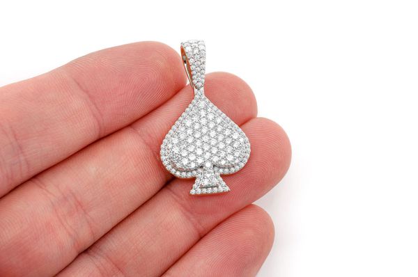 Spade Double Layer Diamond Pendant 14k Solid Gold 2.00ctw