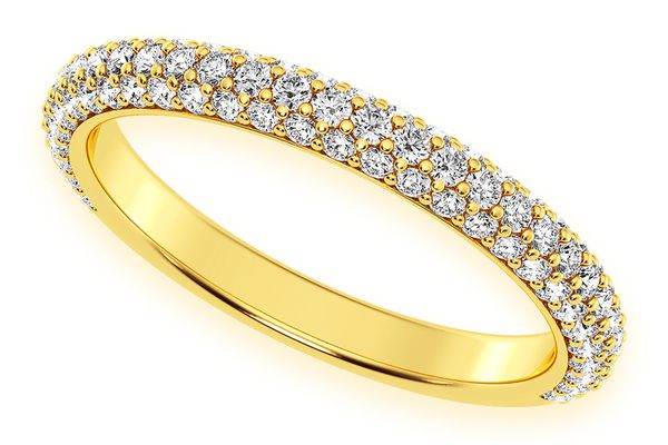 3 Row Diamond Band 14k Solid Gold 0.50ctw