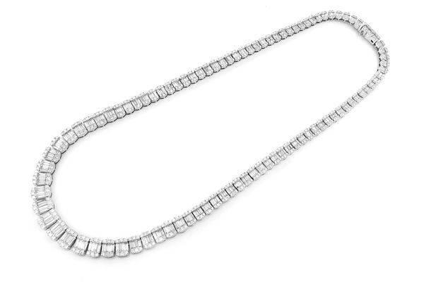 Icebox Graduated Baguette Oval Link Diamond Necklace 14k Solid Gold 31.35ctw