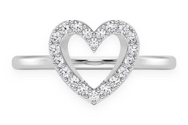 Open Heart Diamond Ring 14k Solid Gold 0.20ctw