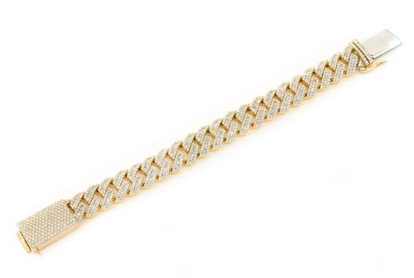 17MM Raised Baguette Cuban Link Bracelet 14k   17.25ctw