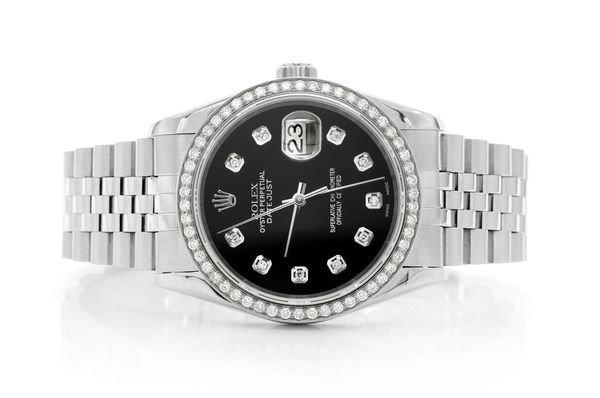 Rolex Datejust 36MM Steel (16200) - 1.00ctw Diamond Bezel