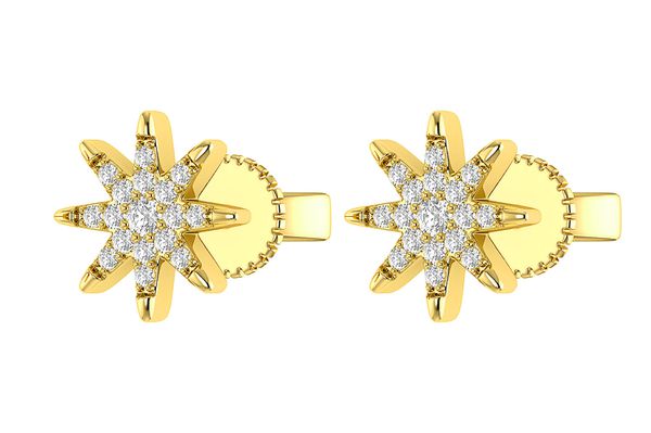 Eight Point Star Stud Earrings 14k Solid Gold 0.20ctw 