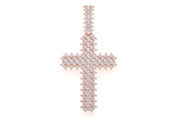 Jagged Cross Diamond Pendant 14k Solid Gold 5.50ctw