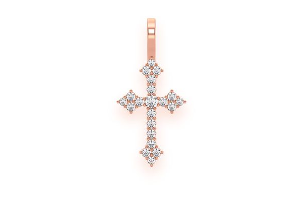 Cross Diamond Pendant 14k Solid Gold 0.15ctw