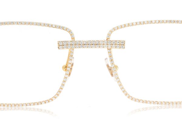 Cartier Glasses Iced Out Diamond Rims - 4.35ctw - Yellow Gold