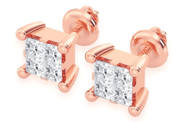 0.75ctw Quad Stud Diamond Earrings 14k Solid Gold 