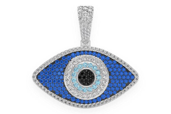 Evil Eye Diamond Pendant 14k Solid Gold 3.50ctw