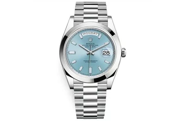 Rolex - Day Date 40 - 228206 - Platinum Glacier Blue Baguette Diamond Dial