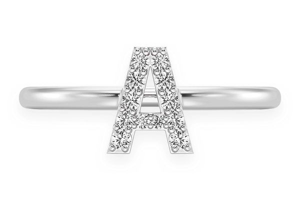 Alphabet Letter Diamond Ring 14k Solid Gold 0.20ctw