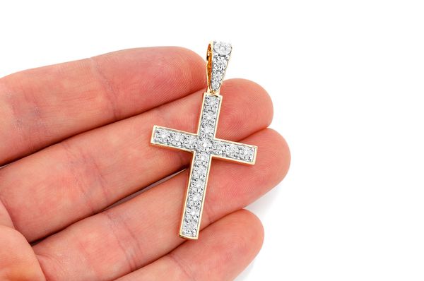 Miracle Set Cross Diamond Pendant 14k Solid Gold 0.35ctw