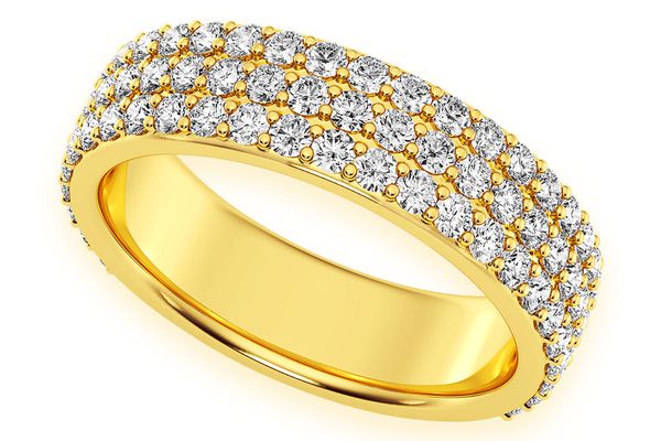 Three Row Round Diamond Band 14k Solid Gold 1.00ctw