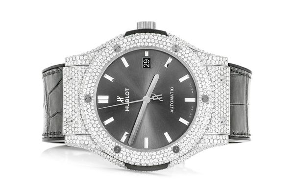 Hublot Classic Fusion 42MM Steel - Fully Iced Out