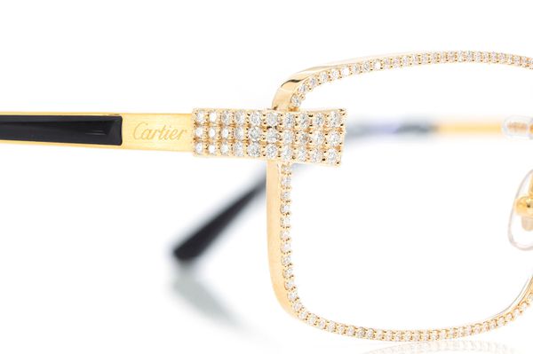 Cartier Glasses Iced Out Diamond Rims - 4.35ctw - Yellow Gold