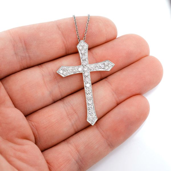 Beaded Nova Cross Necklace 14k   1.85ctw