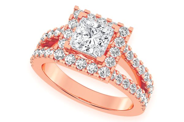 1.00ct Princess Solitaire - Two Row Split - Diamond Engagement Ring - All Natural Vs Diamonds