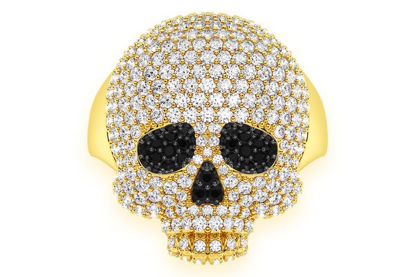 Jawless Skull Diamond Ring 14k Solid Gold 2.00ctw