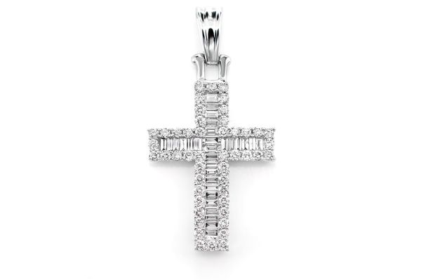 Baguette Halo Diamond Cross Pendant 14k Solid Gold 0.95ctw