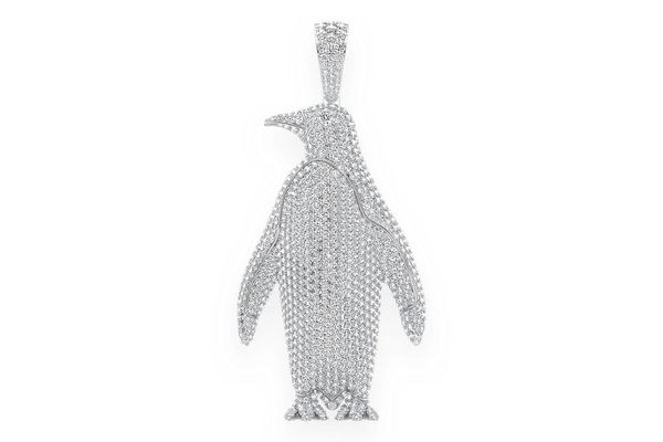 Penguin Diamond Pendant 14k Solid Gold 16.25ctw