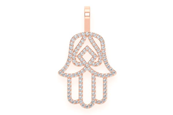 Hamsa Silhouette Diamond Pendant 14k Solid Gold 1.00ctw