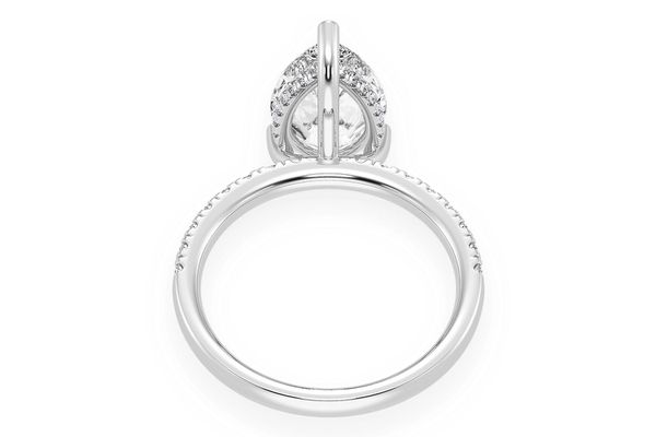 3.00ct Pear Solitaire - One Row Under Halo - Diamond Engagement Ring - All Natural