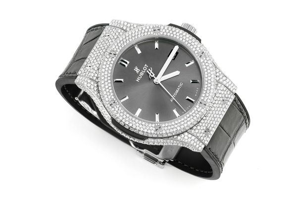 Hublot Classic Fusion 42MM Steel - Fully Iced Out