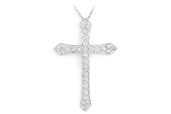 Beaded Nova Cross Necklace 14k   1.85ctw