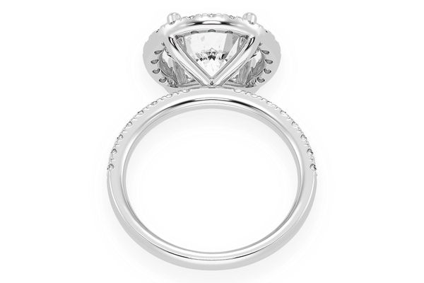 Thav - 3.00ct Round Solitaire - Scallop Halo One Row - Diamond Engagement Ring - All Natural Vs Diamonds