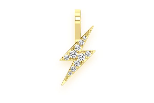 Lightning Bolt Diamond Pendant 14k Solid Gold .15ctw