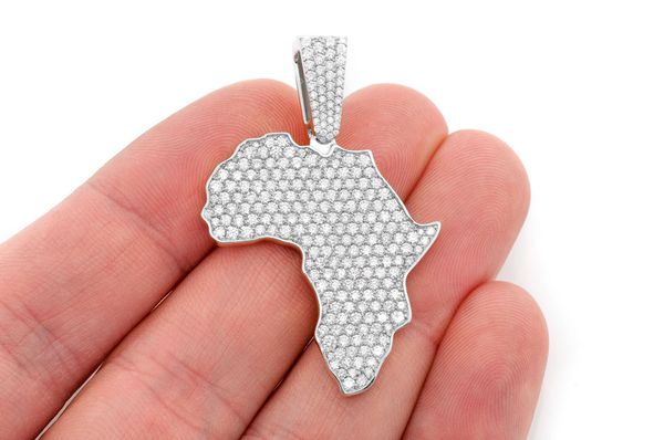 Africa Diamond Pendant 14k Solid Gold 3.75ctw