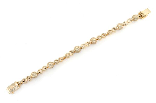 Infinity Bead Link Diamond Bracelet 14k Solid Gold 12.50ctw