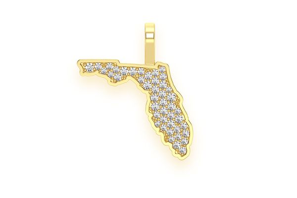 Florida State Diamond Pendant 14k Solid Gold 0.20ctw