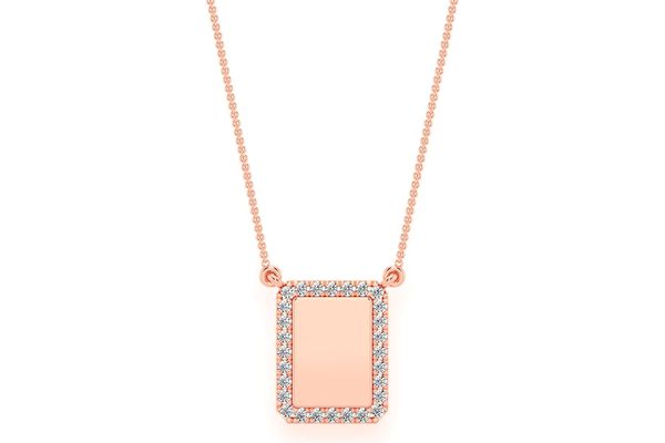 Rectangle Picture Diamond Necklace Connected 14k Solid Gold 0.15ctw