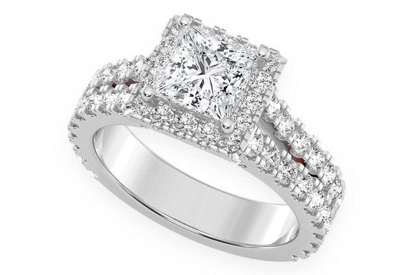 Sphinx - 1.00ct Princess Solitaire - Two Row Split Scallop - Diamond Engagement Ring - All Natural Vs Diamonds