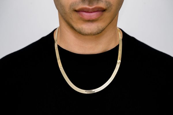 6.5MM Herringbone 14k Solid Gold Chain 20in