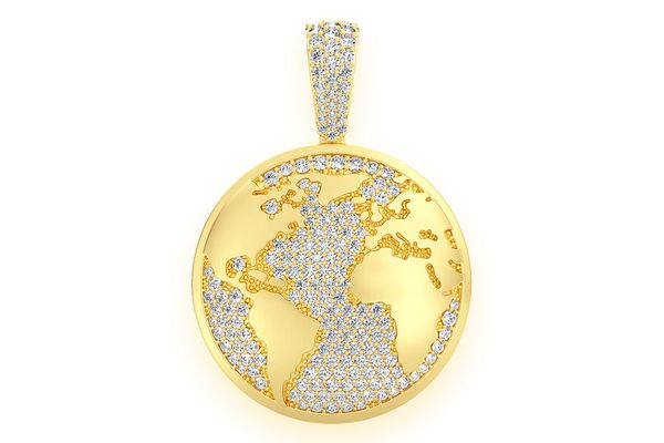 Globe Diamond Pendant 14k Solid Gold 1.33ctw