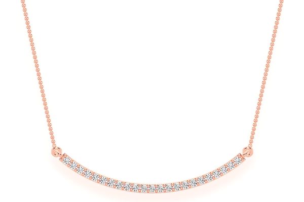  Curved Bar Diamond Necklace Connected 14k Solid Gold 0.20ctw