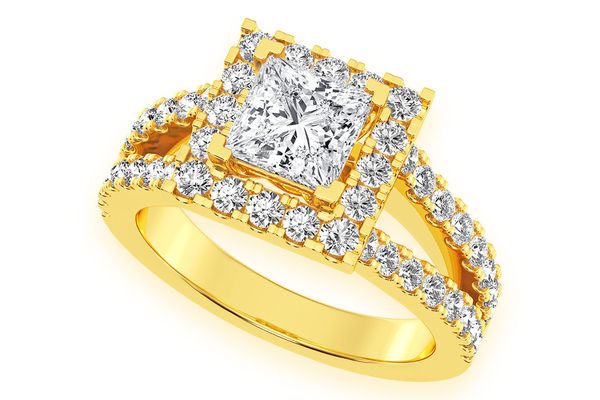 1.00ct Princess Solitaire - Two Row Split - Diamond Engagement Ring - All Natural Vs Diamonds