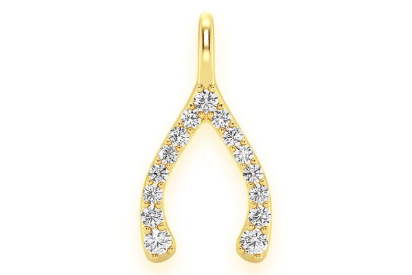 Wishbone Diamond Pendant 14k Solid Gold .15ctw