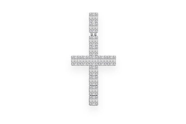 Baguette Cross Diamond Pendant 14k Solid Gold 1.00ctw