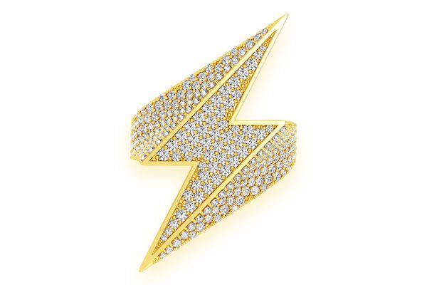 Lightning Bolt Diamond Ring 14k Solid Gold 2.25ctw