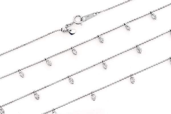 Triple Layer Diamond Droplet Necklace 14k Solid Gold 1.15ctw