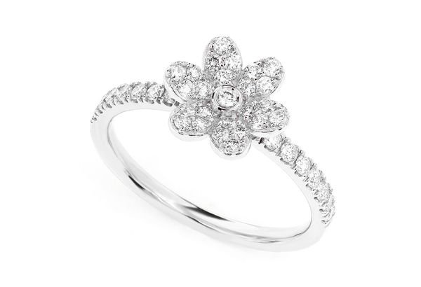 Flower Diamond Ring 14k Solid Gold 0.50ctw