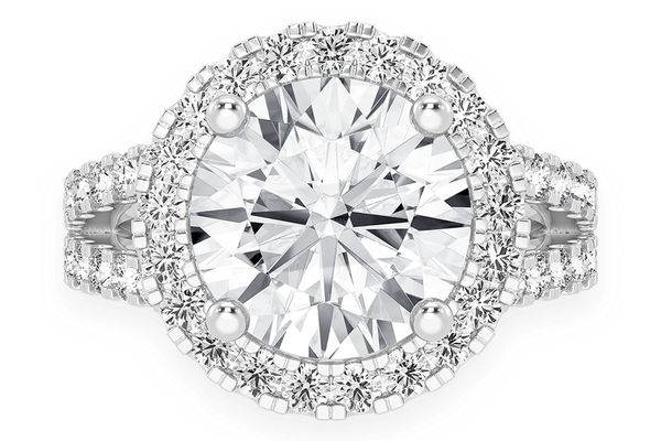 3.00ct Round Solitaire - Two Row Split - Diamond Engagement Ring - All Natural Vs Diamonds