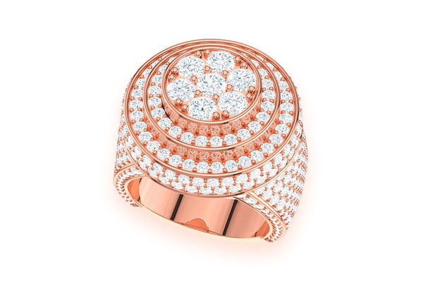 Three Layer Lollipop Signet Diamond Ring 14k Solid Gold 6.00ctw