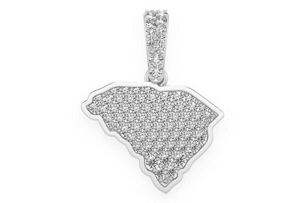  South Carolina State Diamond Pendant 14k Solid Gold 0.33ctw